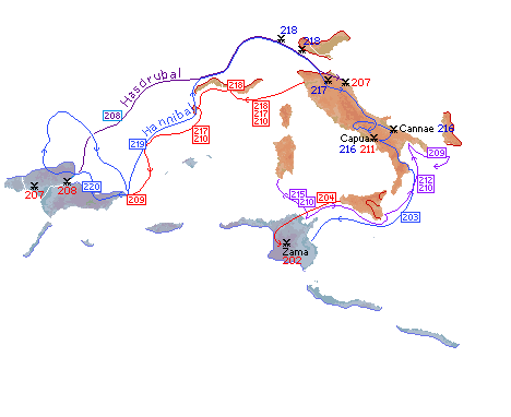 Battles and campaigns of the 2nd war (218-201 BCE)