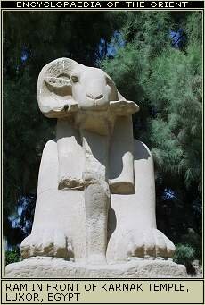 Amon-Re represented by a ram in front of the Karnak temple