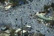 At Mina, every available space in the streets are used for prayer.