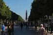 The Avenue Bourguiba connects the medina with the sea, a clock tower indicates its middle.