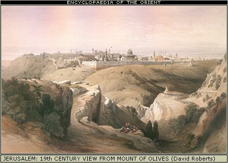 19th century painting of a view from the Mount of Olives