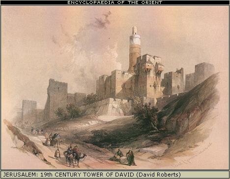 19th century painting of Tower of David